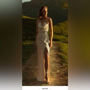 LICHI Rhinestone Satin Maxi Dress – Size XS